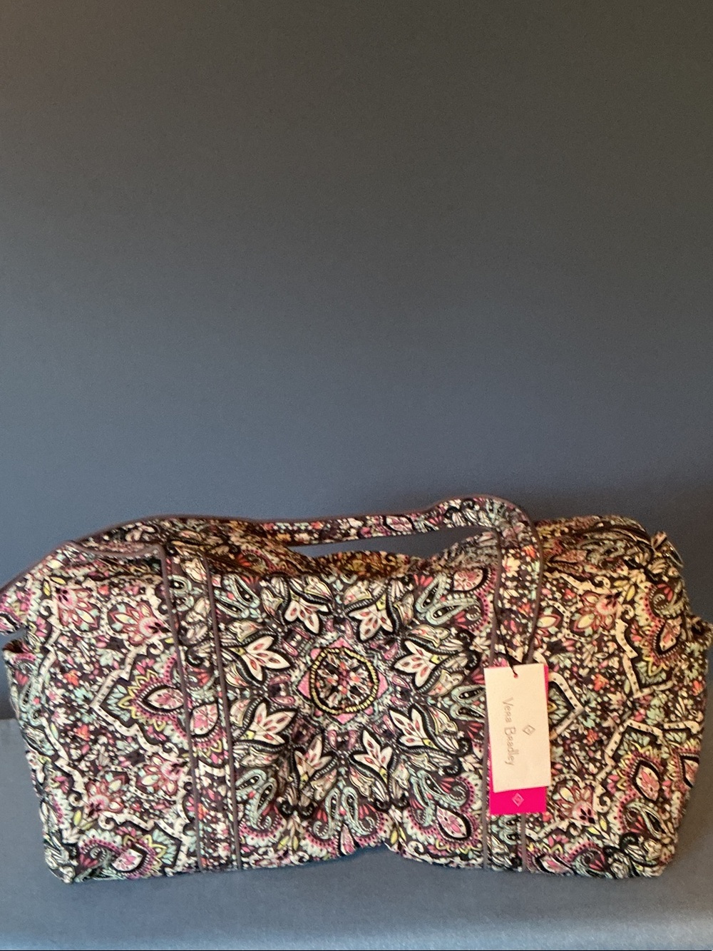 Vera Bradley Paisley Quilted Travel Bag in Pink, Brown & Cream - Picture 4 of 5